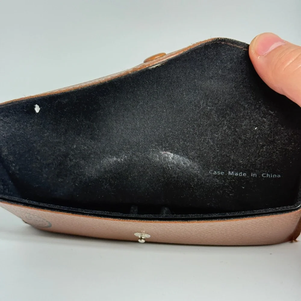 Ray Ban‎ Brown Pebbled Faux Leather Sunglasses Case Luxottica Snap Closure